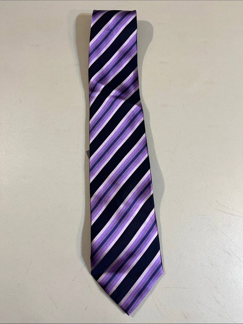 Men's Striped Silk Tie in Purple and Black